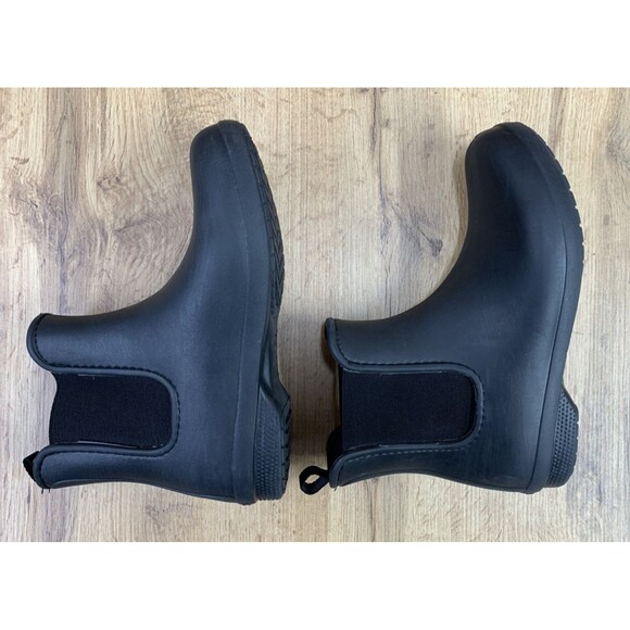 CROCS Freesail Chelsea Dual Comfort Black Rain Boots Waterproof Women's Size 8 - Picture 11 of 15